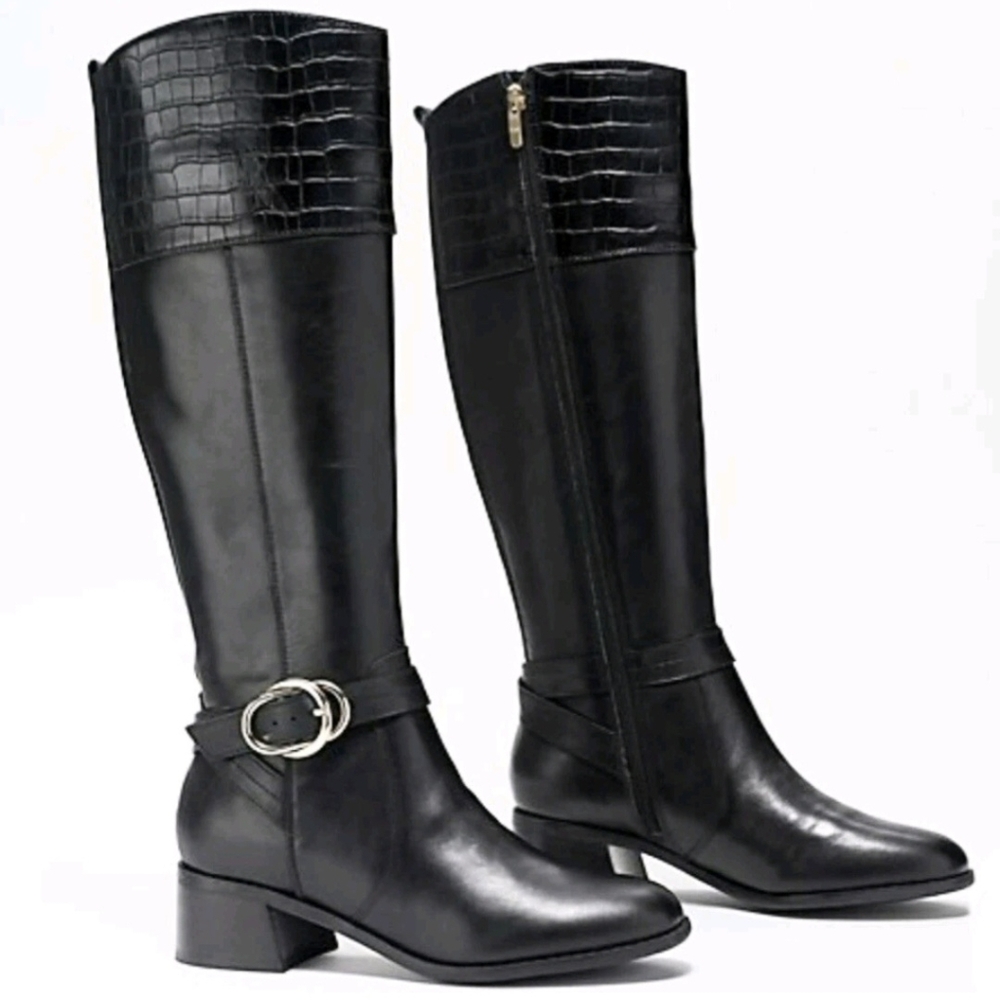 Marc Fisher Black Hailin Riding Boots- 6